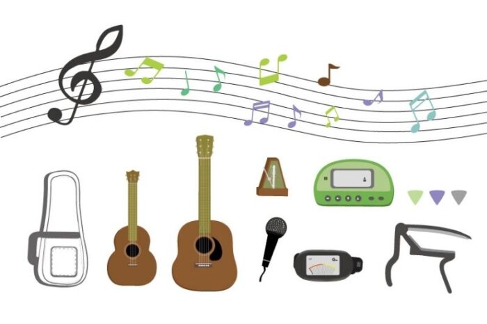 ギター各部の名称と周辺アイテムの名前